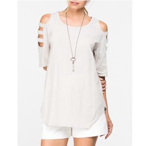 Grey Ladder Sleeve Top-S & M